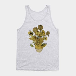 Van Gogh Sunflowers Grunged Tank Top